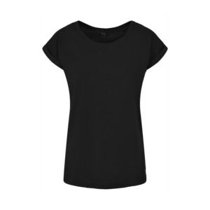 Build Your Brand BY021 - Ladies Extended Shoulder Tee Black