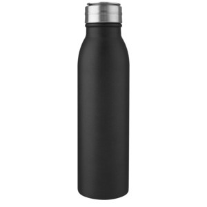 PF Concept 100792 - Harper 700 ml RCS certified stainless steel water bottle with metal loop Solid Black