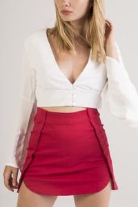 Straight mini red skirt